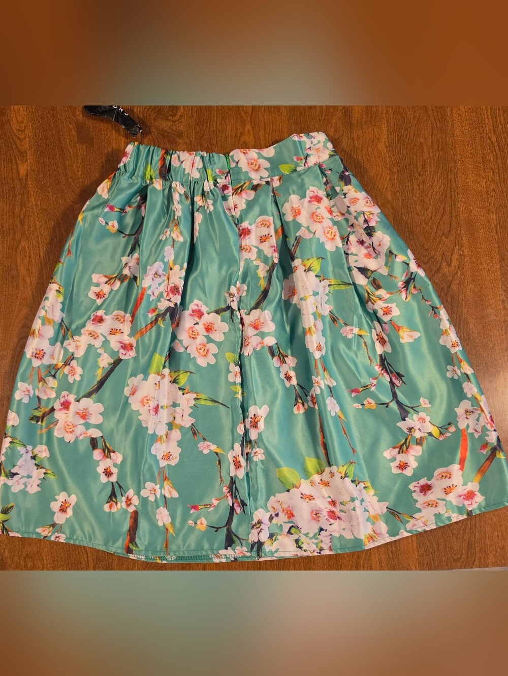 Choies Floral Pleated A-Line Skirt in Teal New With Tags